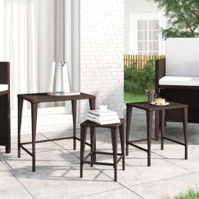 Stackable garden tables, set of 3, made of synthetic brown rattan. by , Garden tables - Ref: Foro24-3324830, Price: 68,99 €, ...