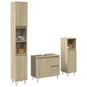 Set de muebles de baño 3 pzas madera contrachapada roble Sonoma de , Muebles de baño - Ref: Foro24-3307677, Precio: 203,97 €,...