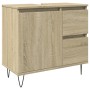 Set de muebles de baño 3 pzas madera contrachapada roble Sonoma de , Muebles de baño - Ref: Foro24-3307677, Precio: 216,99 €,...