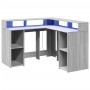 Engineered wood gray Sonoma 130x130x91cm desk with LED lighting by , Desks - Ref: Foro24-3309452, Price: 217,68 €, Discount: %