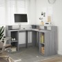 Engineered wood gray Sonoma 130x130x91cm desk with LED lighting by , Desks - Ref: Foro24-3309452, Price: 217,68 €, Discount: %