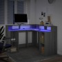 Escritorio con LED madera ingeniería gris sonoma 130x130x91cm de , Escritorios - Ref: Foro24-3309452, Precio: 217,68 €, Descu...