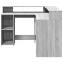 Escritorio con LED madera ingeniería gris sonoma 130x130x91cm de , Escritorios - Ref: Foro24-3309452, Precio: 217,68 €, Descu...