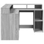 Engineered wood gray Sonoma 130x130x91cm desk with LED lighting by , Desks - Ref: Foro24-3309452, Price: 217,68 €, Discount: %