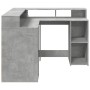 Desk with LED lights, engineered wood, gray concrete finish, 130x130x91cm. by , Desks - Ref: Foro24-3309450, Price: 213,90 €,...