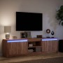 LED TV stand made of brown oak engineered wood, measuring 180x34x50 cm. by , TV Furniture - Ref: Foro24-3307918, Price: 152,5...