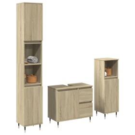 Set de muebles de baño 3 pzas madera contrachapada roble Sonoma de , Muebles de baño - Ref: Foro24-3307676, Precio: 221,99 €,...