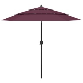 3-stöckiger Regenschirm mit burgunderroter Aluminiumstange 2,5 m von vidaXL, Sonnenschirme - Ref: Foro24-313864, Preis: 70,59...