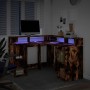 Escritorio con LED madera ingeniería roble ahumado 130x130x91cm de , Escritorios - Ref: Foro24-3309451, Precio: 211,19 €, Des...