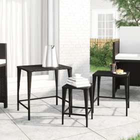 Stackable garden tables, 3 units, black synthetic rattan by , Garden tables - Ref: Foro24-3324829, Price: 68,04 €, Discount: %