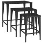 Stackable garden tables, 3 units, black synthetic rattan by , Garden tables - Ref: Foro24-3324829, Price: 67,97 €, Discount: %