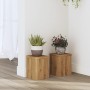 Soportes de plantas 2 uds madera roble artisian 15x15x20 cm de , Soportes para macetas - Ref: Foro24-852896, Precio: 26,60 €,...