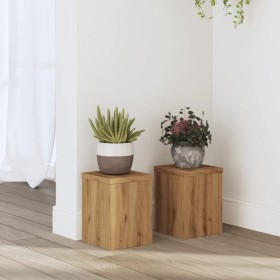 Plant stands 2 units oak wood artisan 15x15x20 cm by , Pot stands - Ref: Foro24-852896, Price: 26,99 €, Discount: %