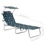 Tumbona plegable con toldo aluminio estampado de hojas de , Tumbonas - Ref: Foro24-310364, Precio: 72,08 €, Descuento: %