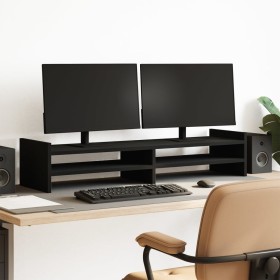 Soporte para monitor madera maciza de pino negro 100x27x20 cm de , Bases y elevadores para ordenadores - Ref: Foro24-854788, ...