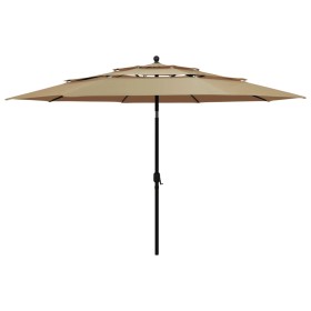 3-level umbrella with a taupe grey aluminum pole, 3.5 m. by vidaXL, Umbrellas - Ref: Foro24-313879, Price: 142,54 €, Discount: %