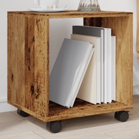 Aged engineering wood rolling cabinet 37x33x42.5 cm by , Side tables - Ref: Foro24-853135, Price: 30,77 €, Discount: %