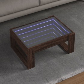 Mesa de centro con Infinity LED marrón roble 70x53x30 cm de , Mesas de centro - Ref: Foro24-847636, Precio: 102,99 €, Descuen...