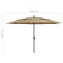 3-level umbrella with a taupe grey aluminum pole, 3.5 m. by vidaXL, Umbrellas - Ref: Foro24-313879, Price: 142,51 €, Discount: %