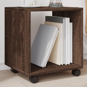 Wooden engineering brown oak wheeled cabinet 37x33x42.5 cm by , Side tables - Ref: Foro24-853134, Price: 31,77 €, Discount: %