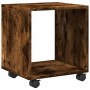 Rolling wooden cabinet in smoked oak engineered wood, 37x33x42.5cm by , Side tables - Ref: Foro24-853132, Price: 30,77 €, Dis...