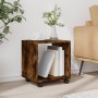 Rolling wooden cabinet in smoked oak engineered wood, 37x33x42.5cm by , Side tables - Ref: Foro24-853132, Price: 30,77 €, Dis...