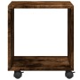 Rolling wooden cabinet in smoked oak engineered wood, 37x33x42.5cm by , Side tables - Ref: Foro24-853132, Price: 30,77 €, Dis...