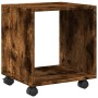 Rolling wooden cabinet in smoked oak engineered wood, 37x33x42.5cm by , Side tables - Ref: Foro24-853132, Price: 30,77 €, Dis...