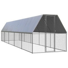 Galvanized steel chicken coop cage 2x10x2 m by , Cages and habitats for small animals - Ref: Foro24-3278806, Price: 401,99 €,...