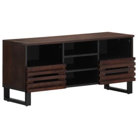 Solid mango wood TV stand in brown, 100x34x46 cm by , CD and DVD storage - Ref: Foro24-377526, Price: 137,32 €, Discount: %