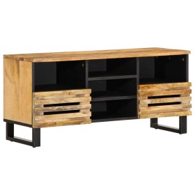 Solid rough mango wood TV stand 100x34x46 cm by , CD and DVD storage - Ref: Foro24-377524, Price: 135,99 €, Discount: %