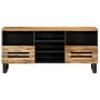 Solid rough mango wood TV stand 100x34x46 cm by , CD and DVD storage - Ref: Foro24-377524, Price: 135,58 €, Discount: %