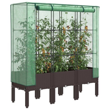 Raised bed with greenhouse cover in rattan appearance 120x40x140 cm by , Pots and planters - Ref: Foro24-4015806, Price: 91,0...