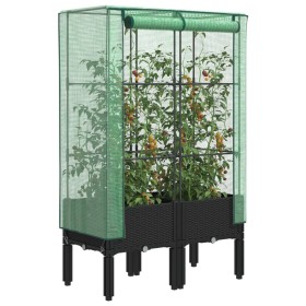 Raised bed with greenhouse cover in rattan look 80x40x140 cm by , Pots and planters - Ref: Foro24-4015819, Price: 67,99 €, Di...