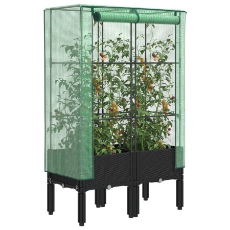 Raised bed with greenhouse cover in rattan look 80x40x140 cm by , Pots and planters - Ref: Foro24-4015819, Price: 67,91 €, Di...