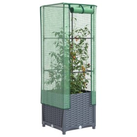 Raised bed with greenhouse cover in rattan look 40x40x139 cm by , Pots and planters - Ref: Foro24-4015827, Price: 44,53 €, Di...