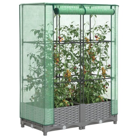 Raised bed with greenhouse cover in rattan appearance 80x40x123 cm by , Pots and planters - Ref: Foro24-4015852, Price: 56,47...