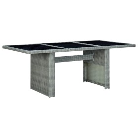 Mesa de jardín de ratán sintético y vidrio templado gris claro de vidaXL, Mesas de jardín - Ref: Foro24-313311, Precio: 189,9...