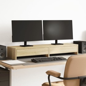 Monitor stand and oak Sonoma wood drawers 100x27x15 cm by , Computer bases and risers - Ref: Foro24-854672, Price: 52,91 €, D...