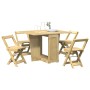 Folding butterfly dining set 5 pieces Crown pine wood brown by , Furniture sets for kitchens and dining rooms - Ref: Foro24-3...