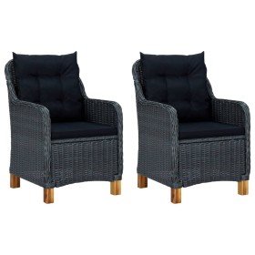 Garden chairs with cushions 2 pcs dark gray synthetic rattan by vidaXL, Garden chairs - Ref: Foro24-313316, Price: 263,90 €, ...