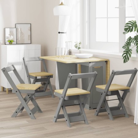 Folding dining chairs 4 pcs Crown pine wood gray by , Folding stools and chairs - Ref: Foro24-4013438, Price: 168,38 €, Disco...