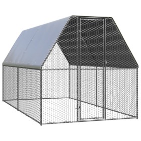 Galvanized steel chicken coop cage 2x4x2 m by , Cages and habitats for small animals - Ref: Foro24-3278803, Price: 231,47 €, ...