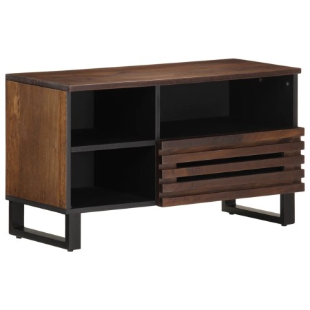 Solid mango wood TV stand in brown, 80x34x46 cm by , CD and DVD storage - Ref: Foro24-377521, Price: 120,99 €, Discount: %