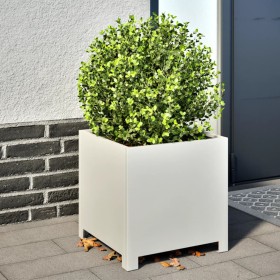 White steel planter 40x40x40 cm