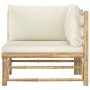 Bamboo garden corner sofa with cream white cushions by vidaXL, Modular outdoor sofas - Ref: Foro24-313145, Price: 147,26 €, D...