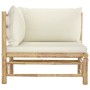 Bamboo garden corner sofa with cream white cushions by vidaXL, Modular outdoor sofas - Ref: Foro24-313145, Price: 147,26 €, D...