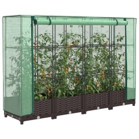 Garden bed with greenhouse cover in rattan look 160x40x123 cm by , Pots and planters - Ref: Foro24-4015798, Price: 90,11 €, D...