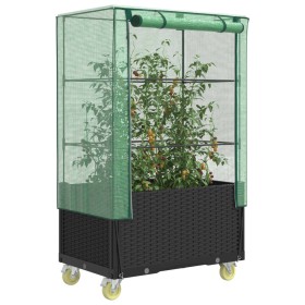 Raised bed with greenhouse cover in rattan look 80x50x182 cm by , Pots and planters - Ref: Foro24-4015822, Price: 125,99 €, D...