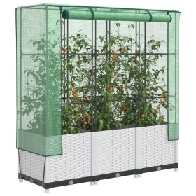 Raised bed with greenhouse cover in rattan look 120x40x138 cm by , Pots and planters - Ref: Foro24-4015843, Price: 88,99 €, D...